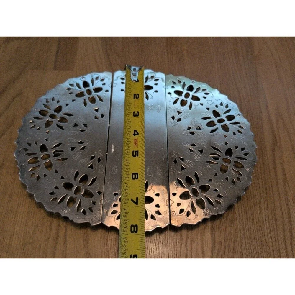 Vintage Silverplate Expandable Trivet Ornate Scroll Design Cottage Core 10-12x8